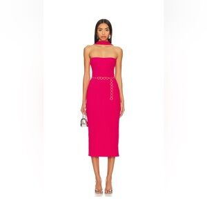 Lovers + Friends Dominique Midi Dress in Dark Pink
